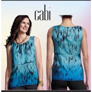 CAbi Serene sleeveless ombré top S sleeveless 100% silk layered teal turquoise